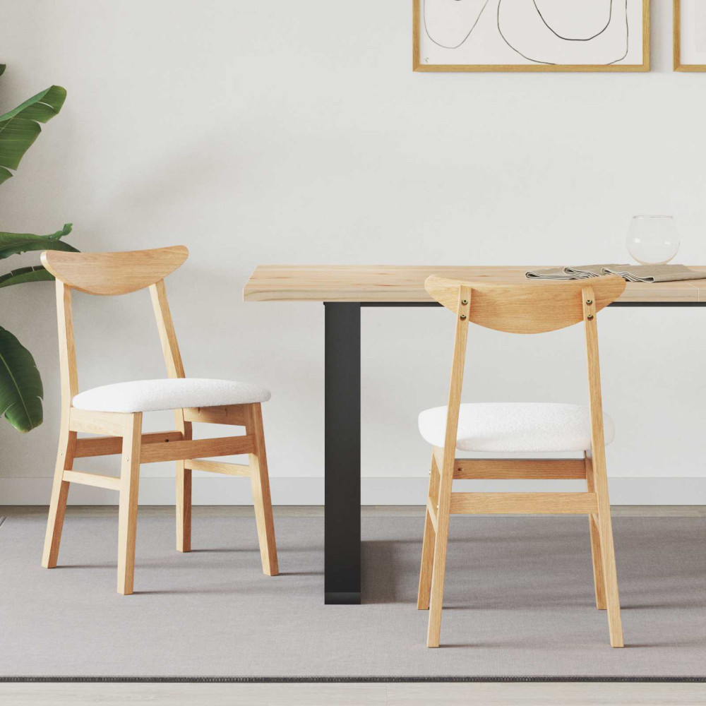 Produktbild för Matstolar 2 pcs Naturfärg 42 x 47,5 x 81 cm Massiv Gummiträ