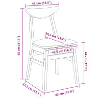 Produktbild för Matstolar 2 pcs Naturfärg 42 x 47,5 x 81 cm Massiv Gummiträ