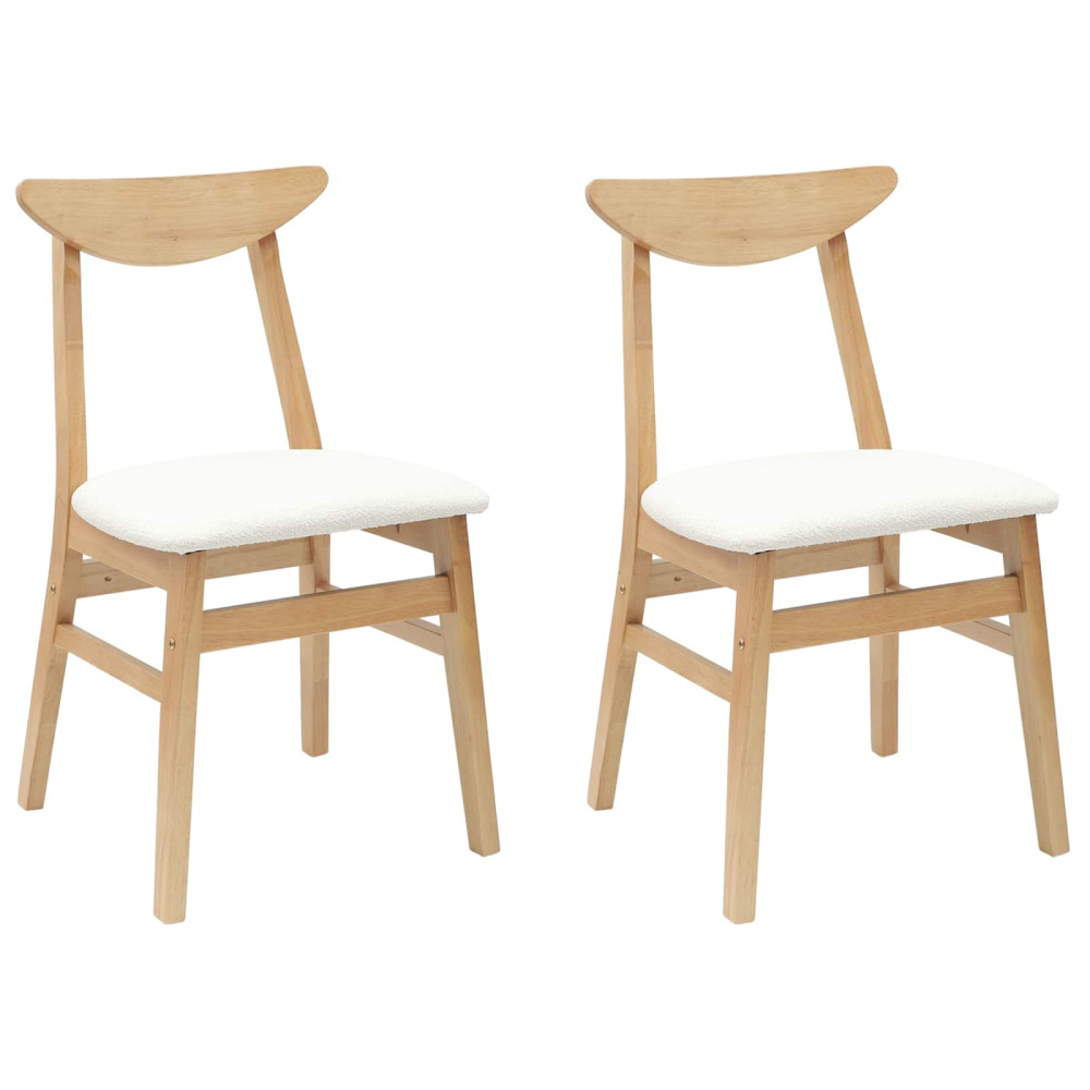 Produktbild för Matstolar 2 pcs Naturfärg 42 x 47,5 x 81 cm Massiv Gummiträ