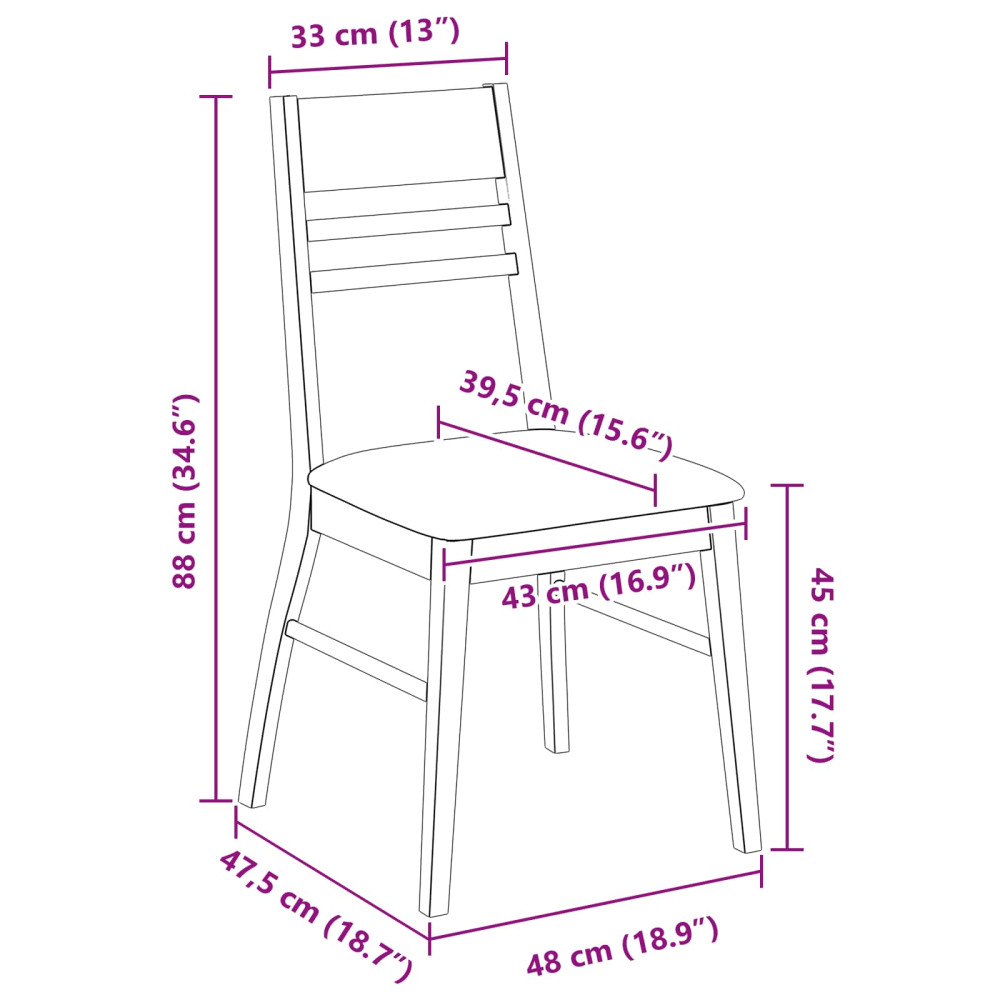 Produktbild för Matstolar 2 pcs Ljusbrun 43 x 54 x 89 cm Massiv Gummiträ