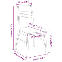 Produktbild för Matstolar 2 pcs Ljusbrun 43 x 54 x 89 cm Massiv Gummiträ
