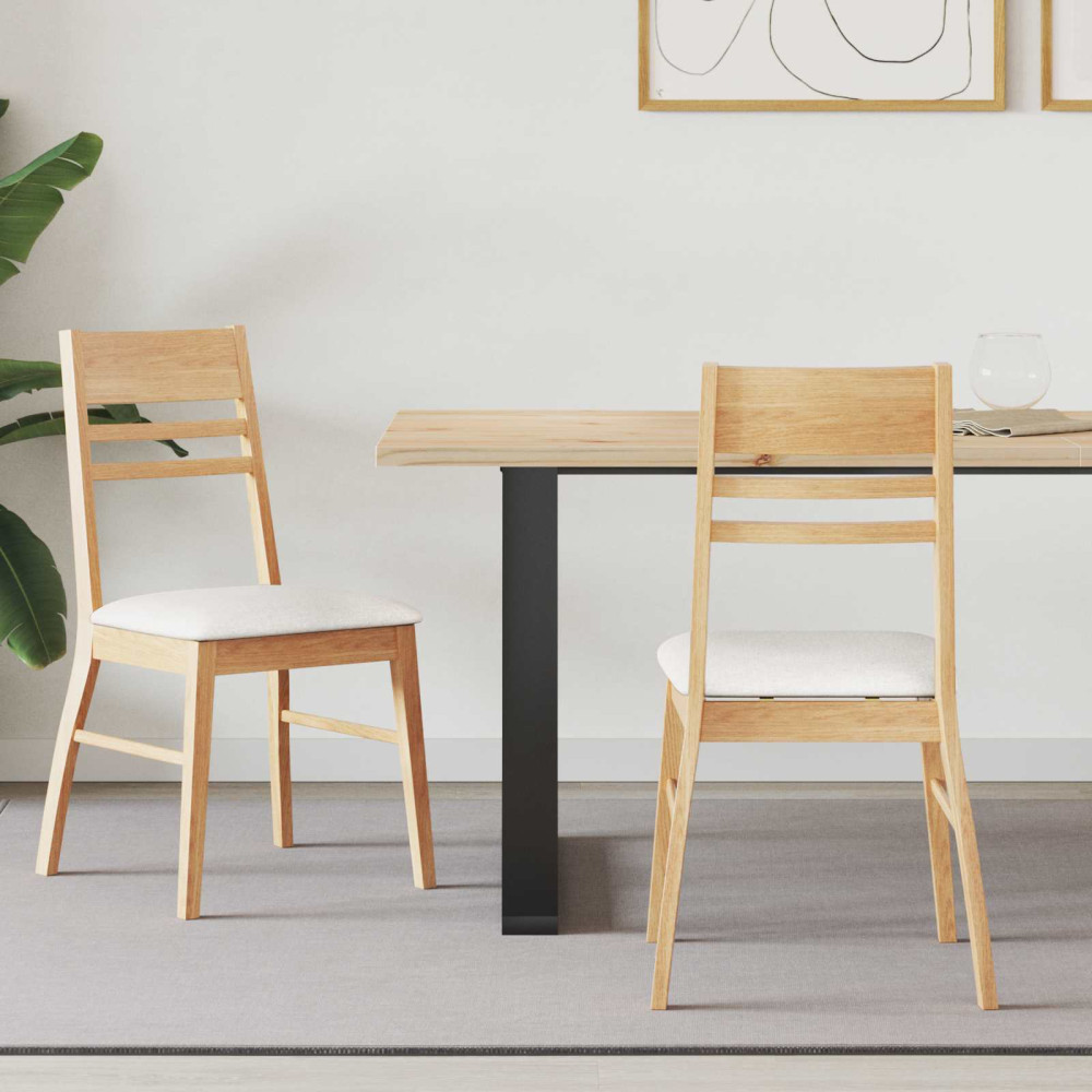 Produktbild för Matstolar 2 pcs Naturfärg 43 x 54 x 89 cm Massiv Gummiträ