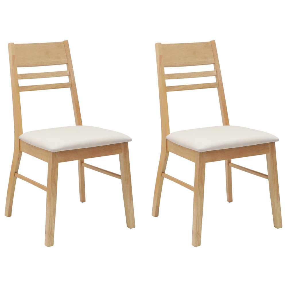 Produktbild för Matstolar 2 pcs Naturfärg 43 x 54 x 89 cm Massiv Gummiträ