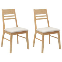 Produktbild för Matstolar 2 pcs Naturfärg 43 x 54 x 89 cm Massiv Gummiträ