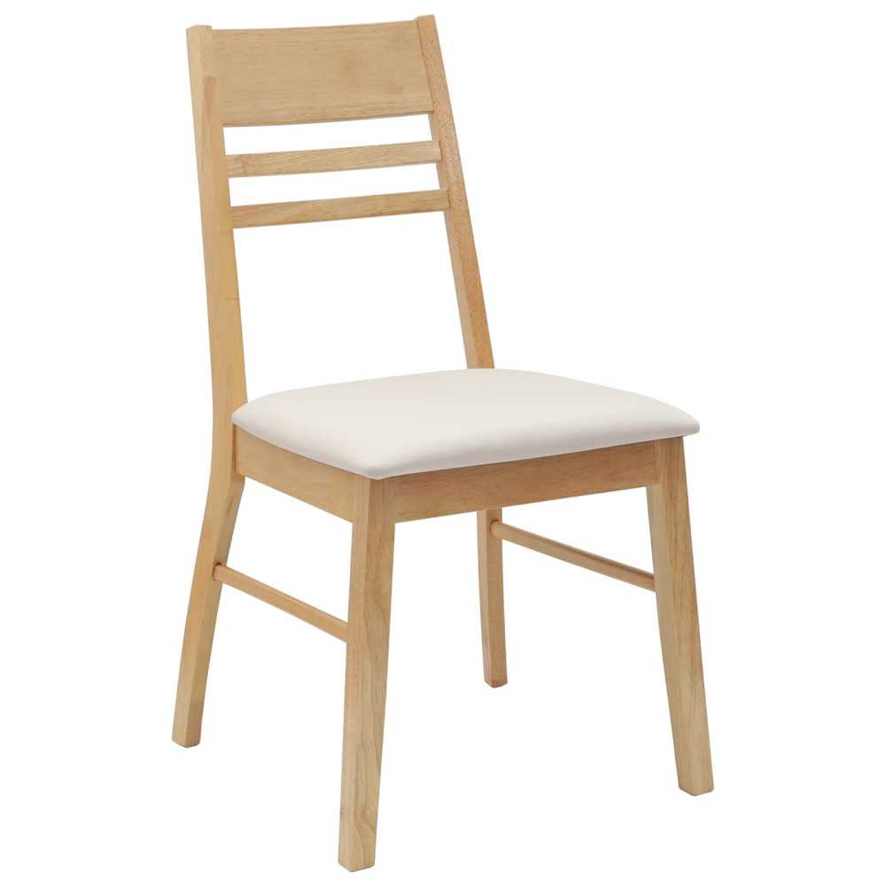 Produktbild för Matstolar 2 pcs Naturfärg 43 x 54 x 89 cm Massiv Gummiträ