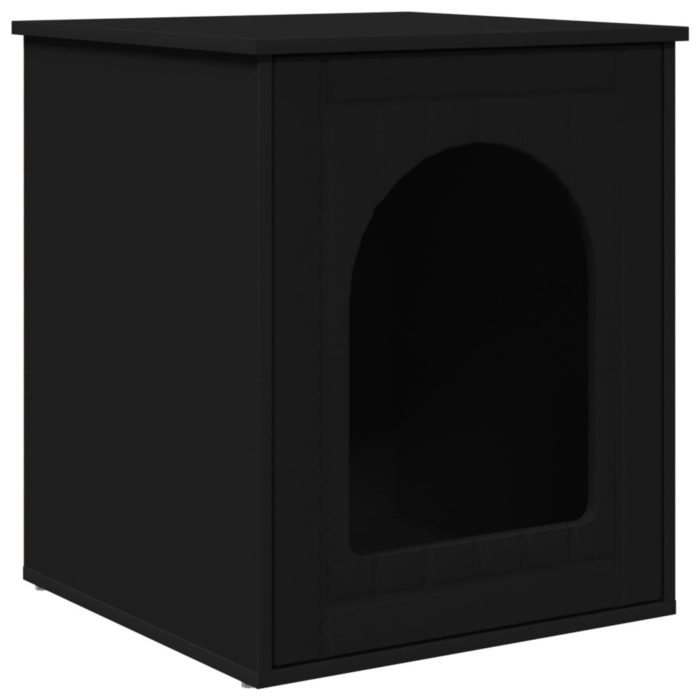 Produktbild för Katt hus Svart 53 x 52 x 62 cm Konstruerat trä