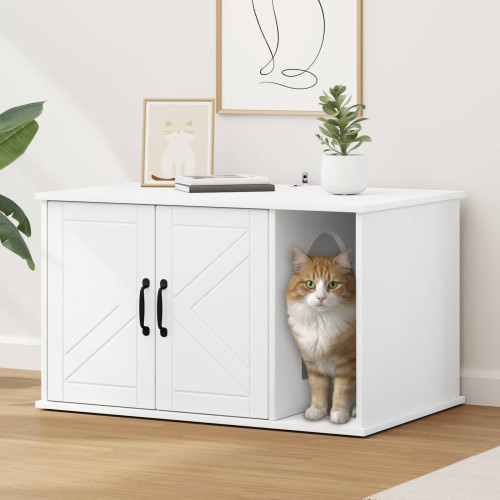 vidaXL Katt hus Vit 85 x 55 x 50 cm Konstruerat trä
