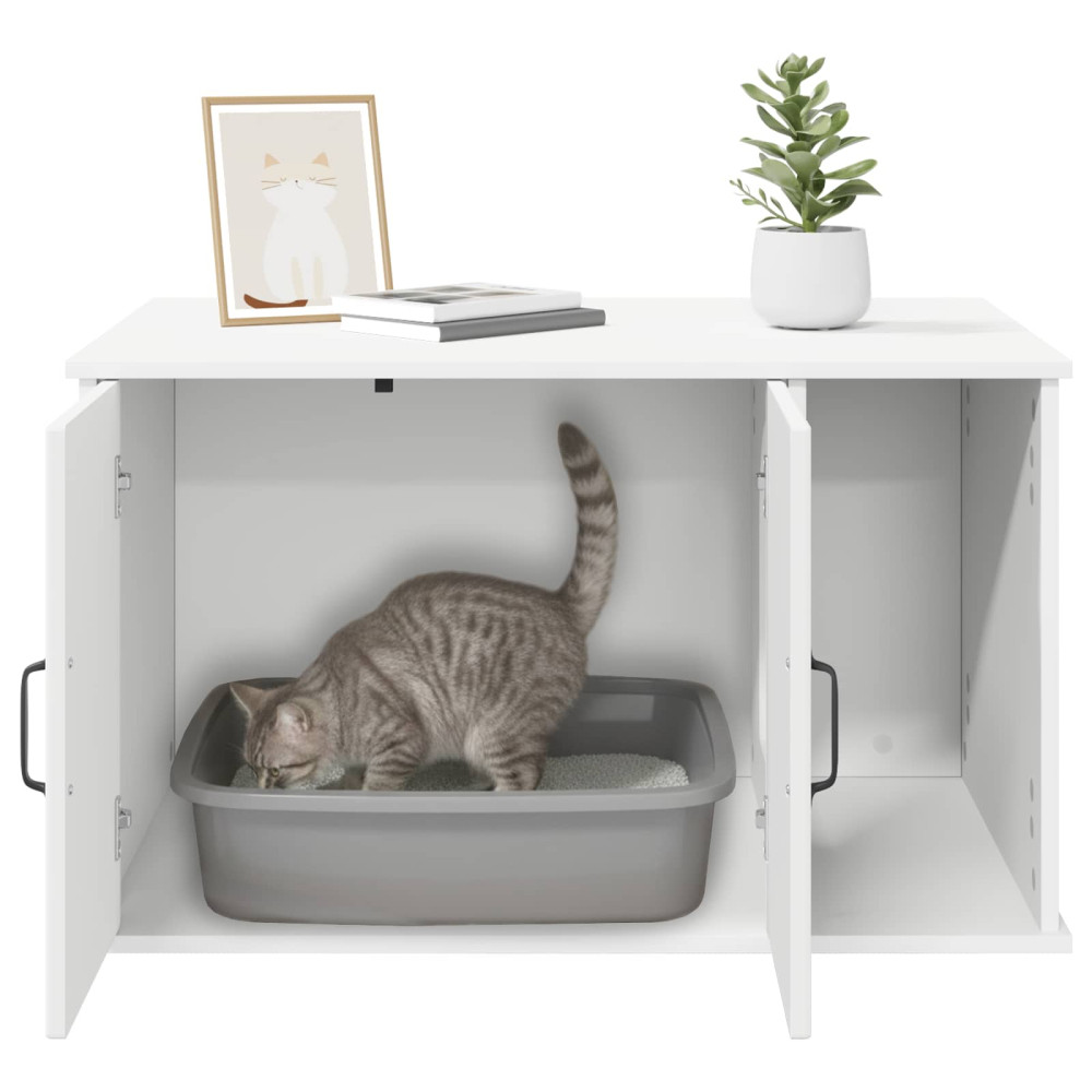 Produktbild för Katt hus Vit 85 x 55 x 50 cm Konstruerat trä