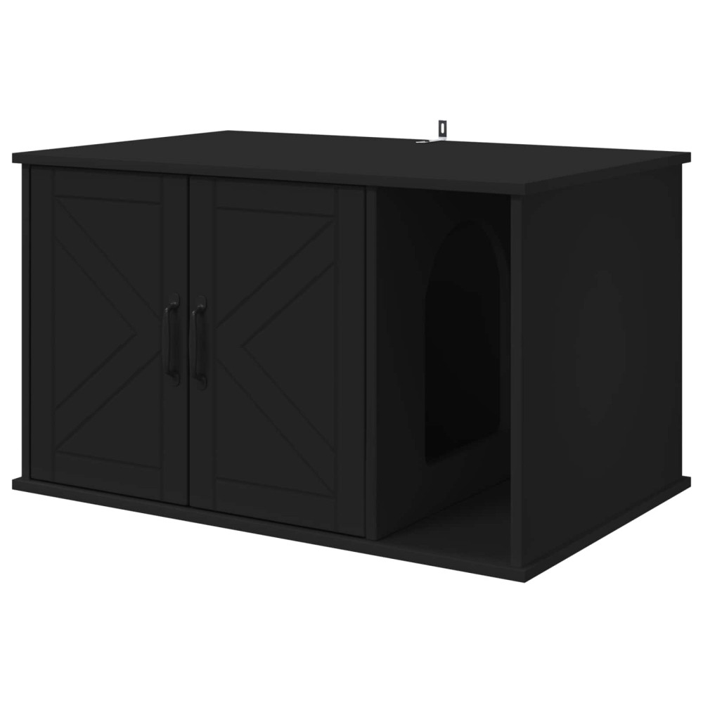 Produktbild för Katt hus Svart 85 x 55 x 50 cm Konstruerat trä
