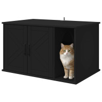 Produktbild för Katt hus Svart 85 x 55 x 50 cm Konstruerat trä