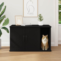 Produktbild för Katt hus Svart 85 x 55 x 50 cm Konstruerat trä