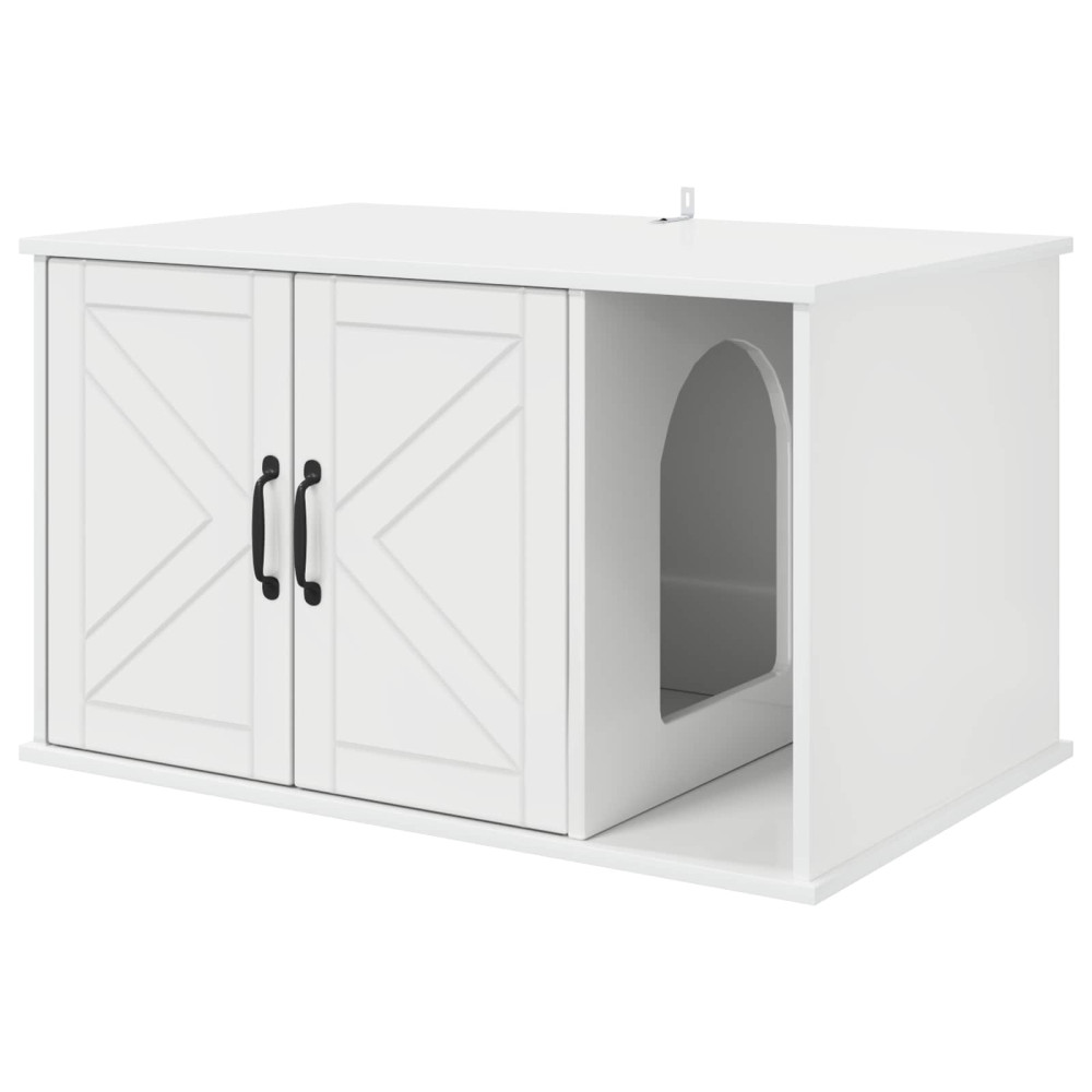 Produktbild för Katt hus Glansig Vit 85 x 55 x 50 cm Konstruerat trä