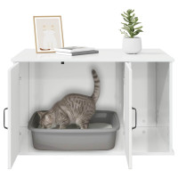 Produktbild för Katt hus Glansig Vit 85 x 55 x 50 cm Konstruerat trä