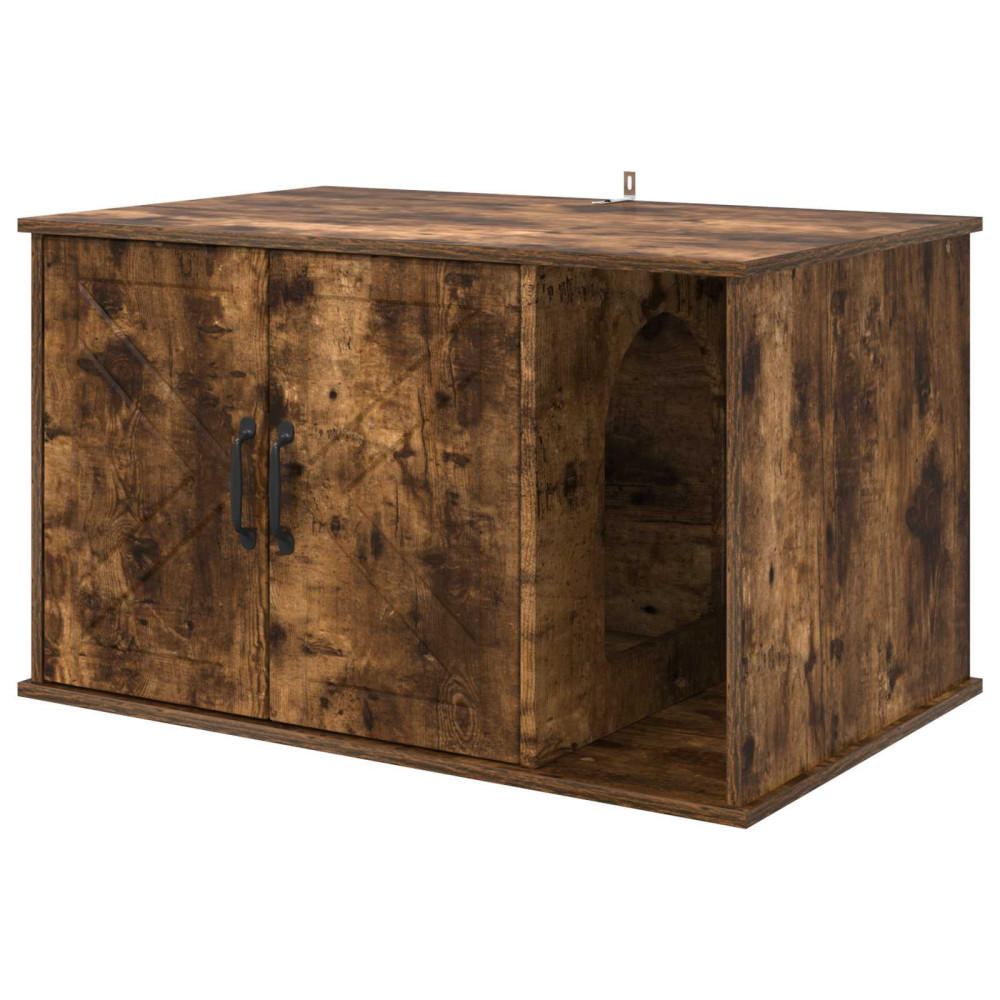 Produktbild för Katt hus Rökt ek 85 x 55 x 50 cm Konstruerat trä
