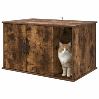Produktbild för Katt hus Rökt ek 85 x 55 x 50 cm Konstruerat trä