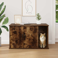 Produktbild för Katt hus Rökt ek 85 x 55 x 50 cm Konstruerat trä