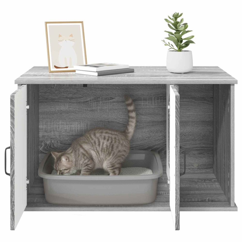 Produktbild för Katt hus Grå Sonoma 85 x 55 x 50 cm Konstruerat trä