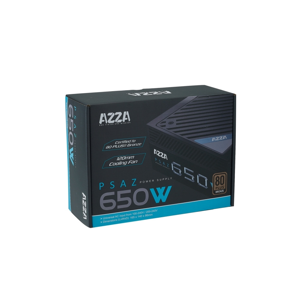 Produktbild för Strömförsörjning AZZA 650W PSAZ 120mm svart (80+ Bronze) det...