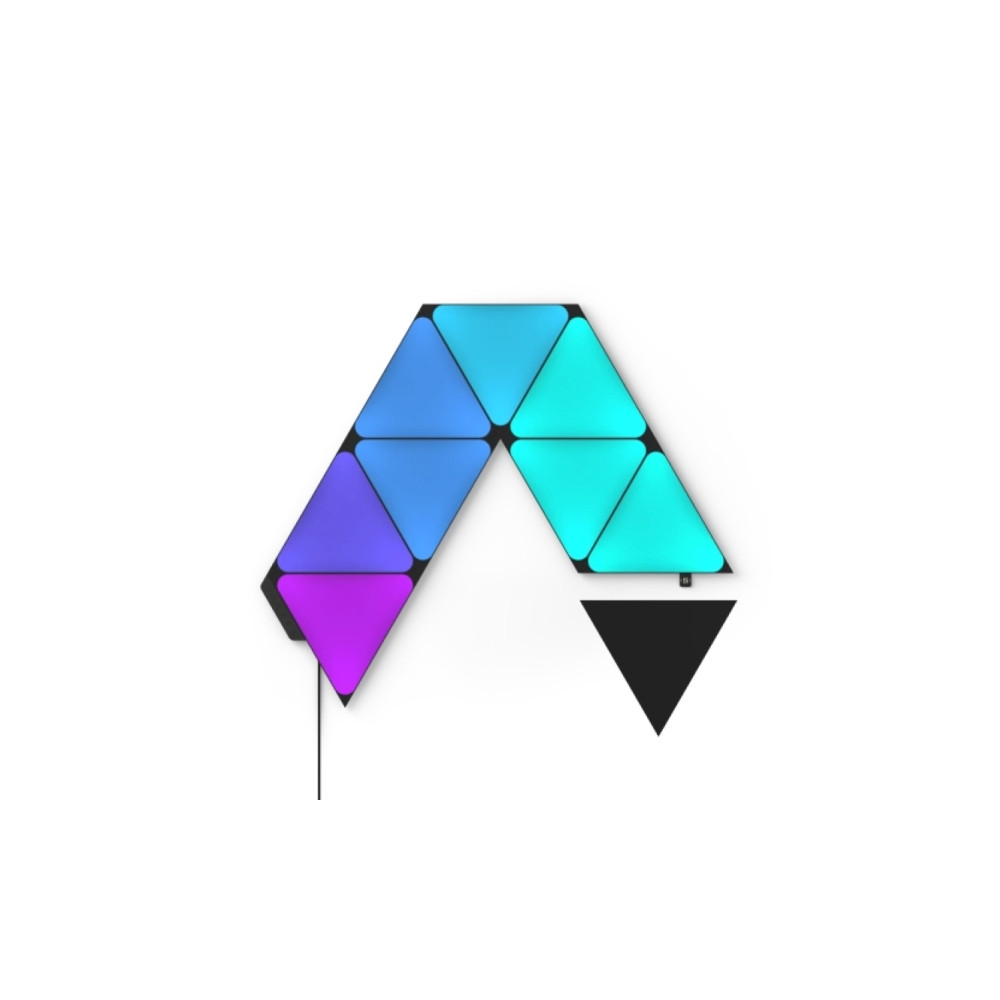 Produktbild för Nanoleaf Shapes Starter Kit - ljuspanelskit - LED - 230 x 200 mm - 1.5 W - 16 miljoner färger - 1200-6500 K - triangel - svart