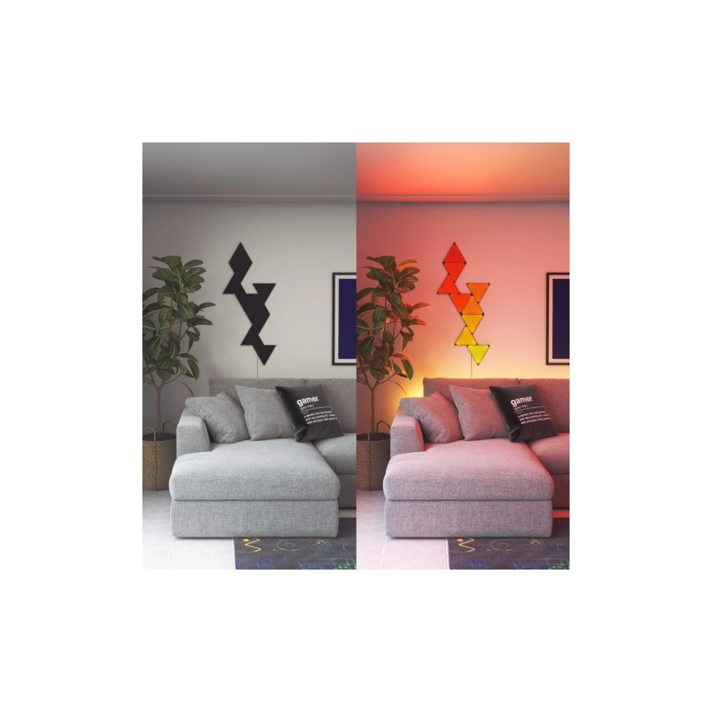 Produktbild för Nanoleaf Shapes Starter Kit - ljuspanelskit - LED - 230 x 200 mm - 1.5 W - 16 miljoner färger - 1200-6500 K - triangel - svart