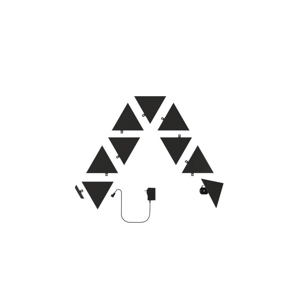 Produktbild för Nanoleaf Shapes Starter Kit - ljuspanelskit - LED - 230 x 200 mm - 1.5 W - 16 miljoner färger - 1200-6500 K - triangel - svart