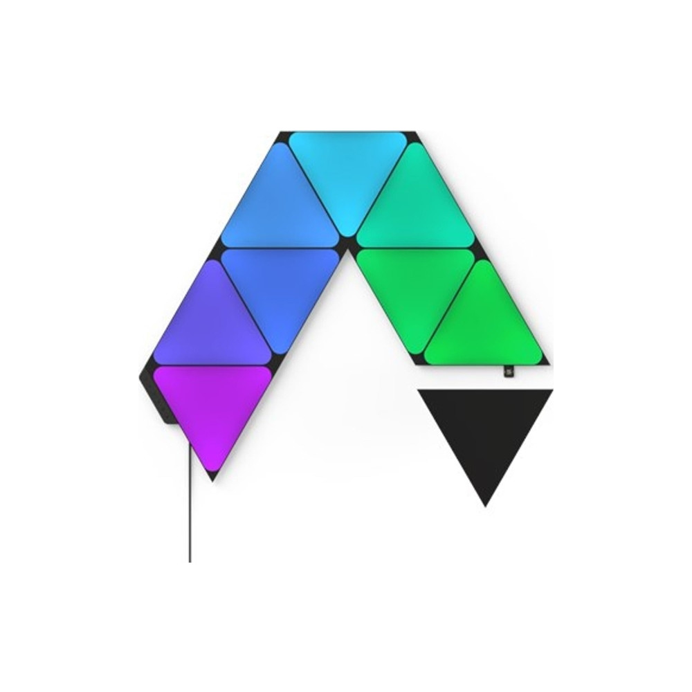 Produktbild för Nanoleaf Shapes Starter Kit - ljuspanelskit - LED - 230 x 200 mm - 1.5 W - 16 miljoner färger - 1200-6500 K - triangel - svart
