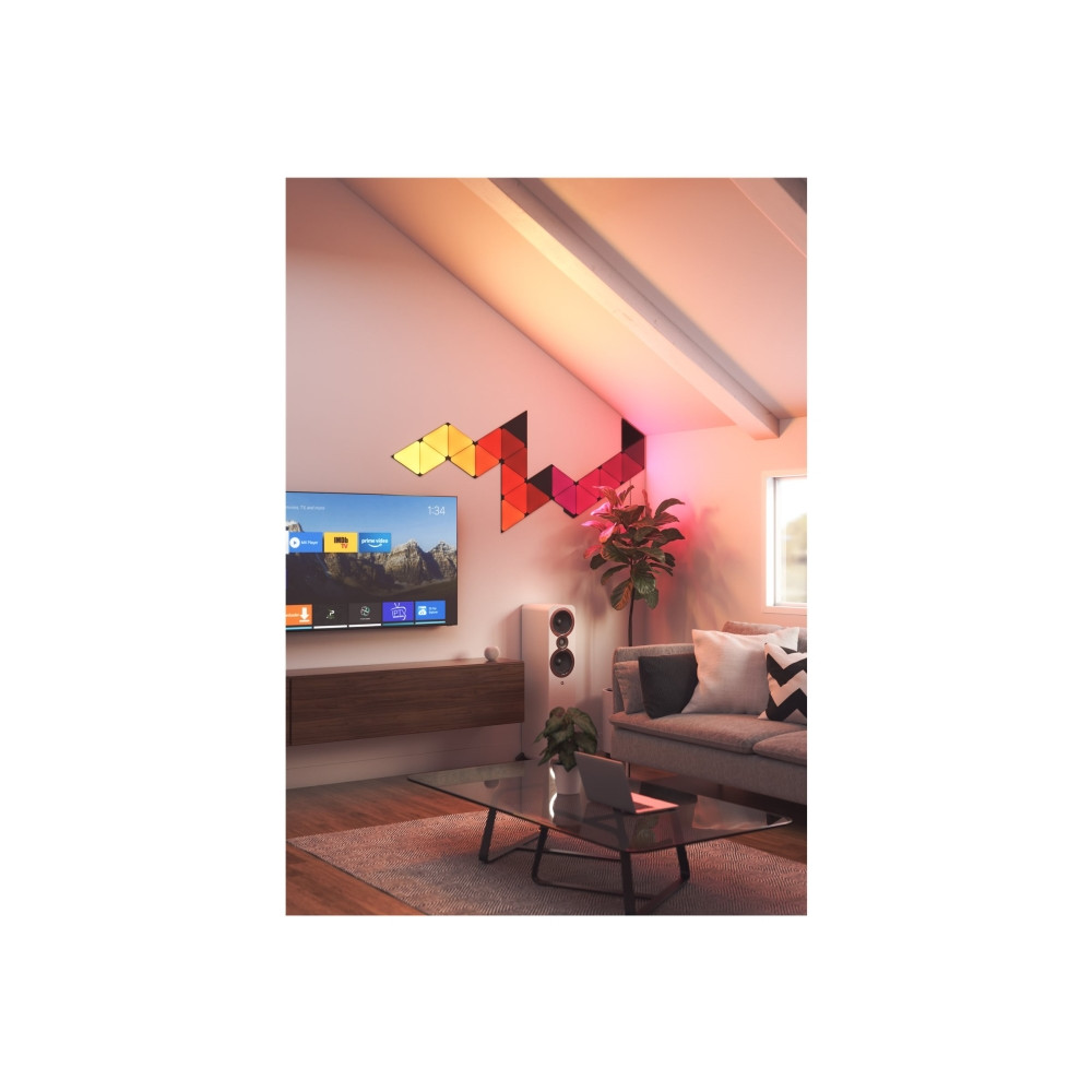 Produktbild för Nanoleaf Shapes Starter Kit - ljuspanelskit - LED - 230 x 200 mm - 1.5 W - 16 miljoner färger - 1200-6500 K - triangel - svart