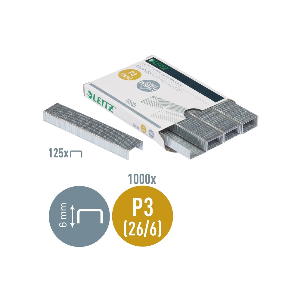 Produktbild för Leitz 26/6 - häftklamrar (paket om 1000)
