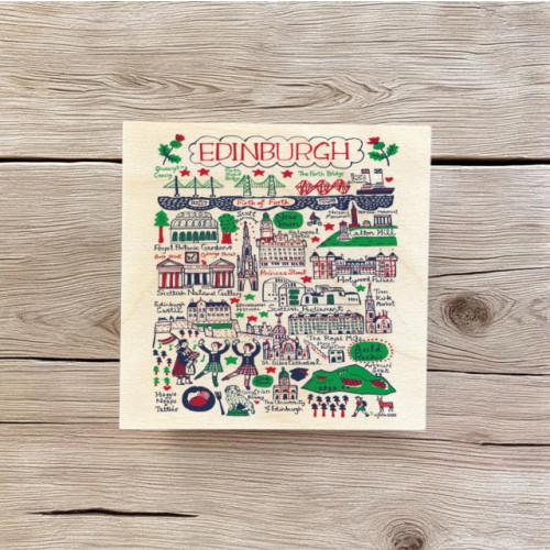 The Sugar Shed Julia Gash Wooden Coaster - Edinburgh