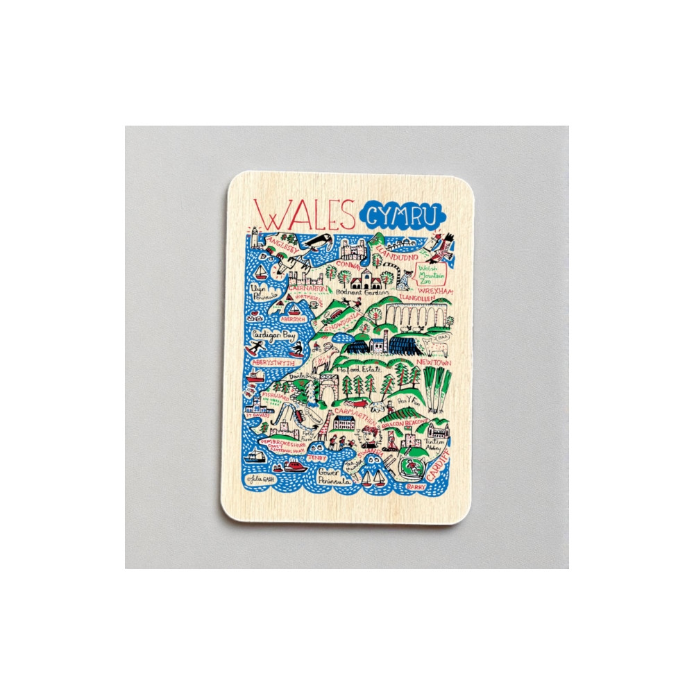 Produktbild för Julia Gash Wooden Magnet - Wales