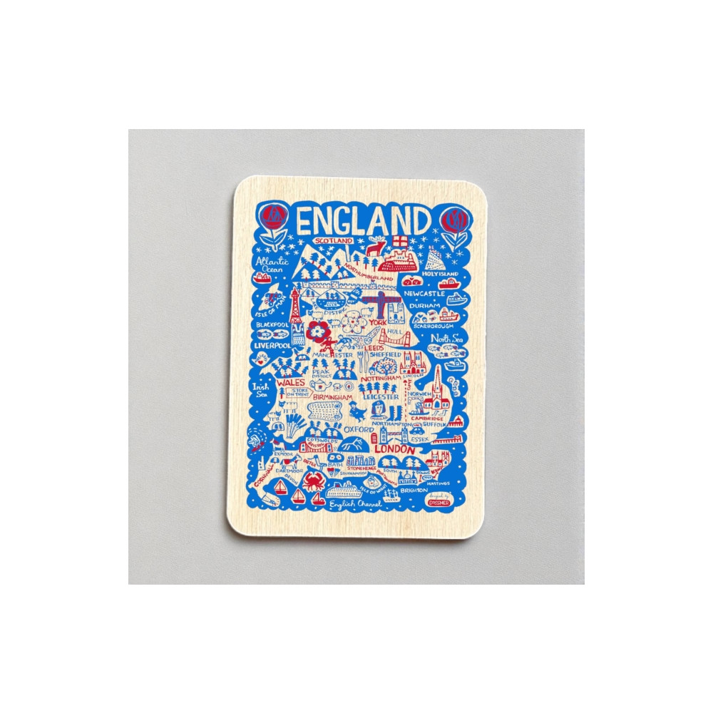 Produktbild för Julia Gash Wooden Magnet - England