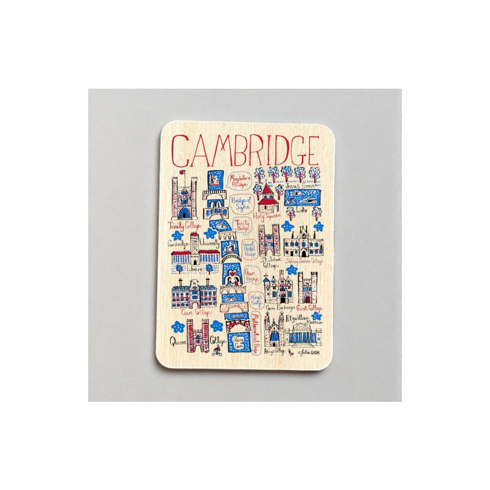 Produktbild för Julia Gash Wooden Magnet - Cambridge