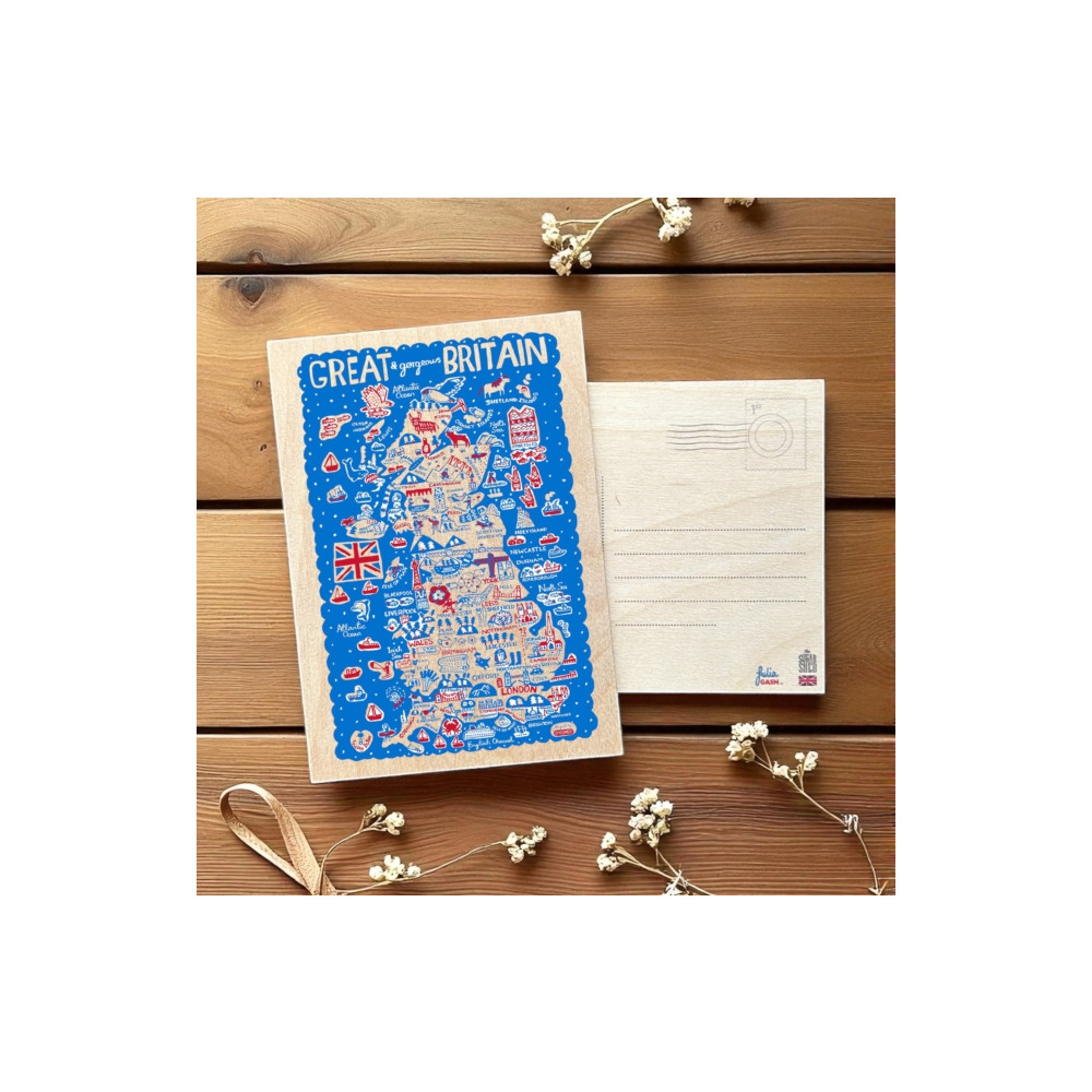Produktbild för Julia Gash Wooden Postcard - Great Britain