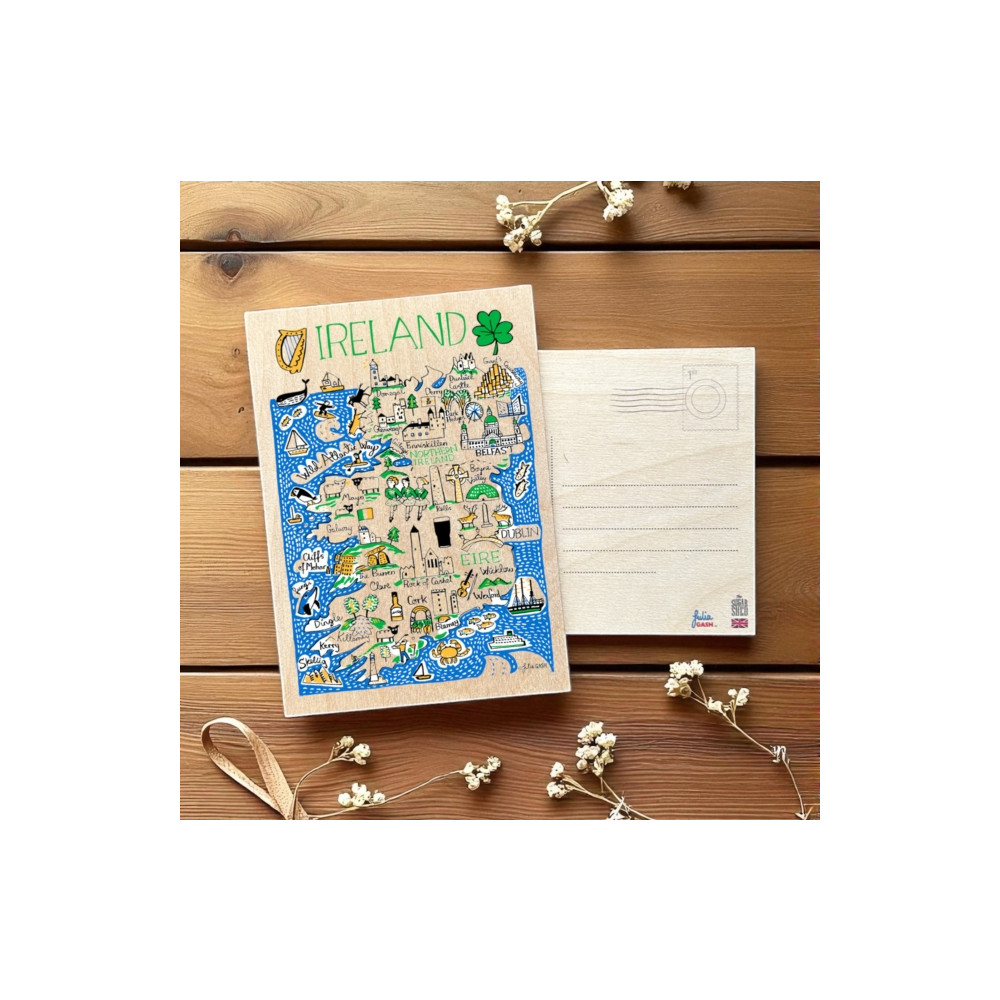 Produktbild för Julia Gash Wooden Postcard - Ireland