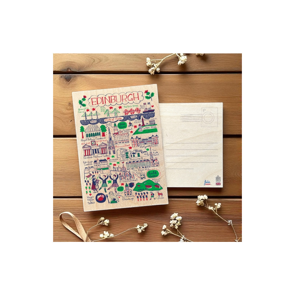Produktbild för Julia Gash Wooden Postcard - Edinburgh