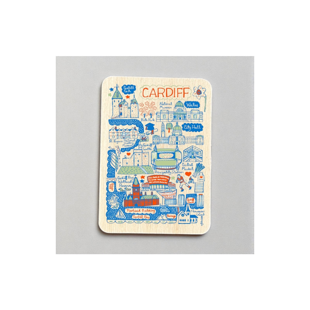 Produktbild för Julia Gash Wooden Magnet - Cardiff