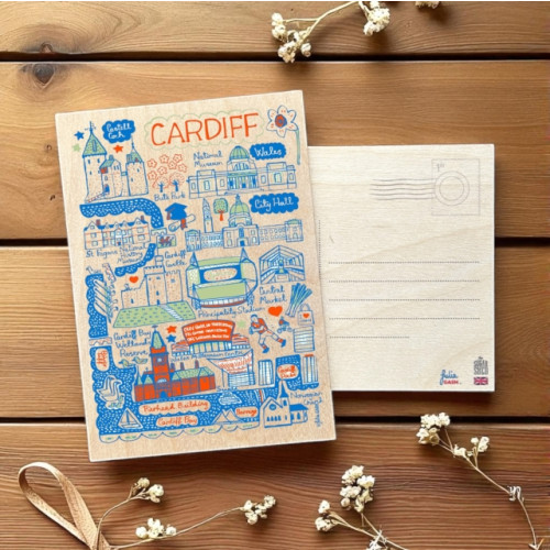 The Sugar Shed Julia Gash Wooden Postcard - Cardiff