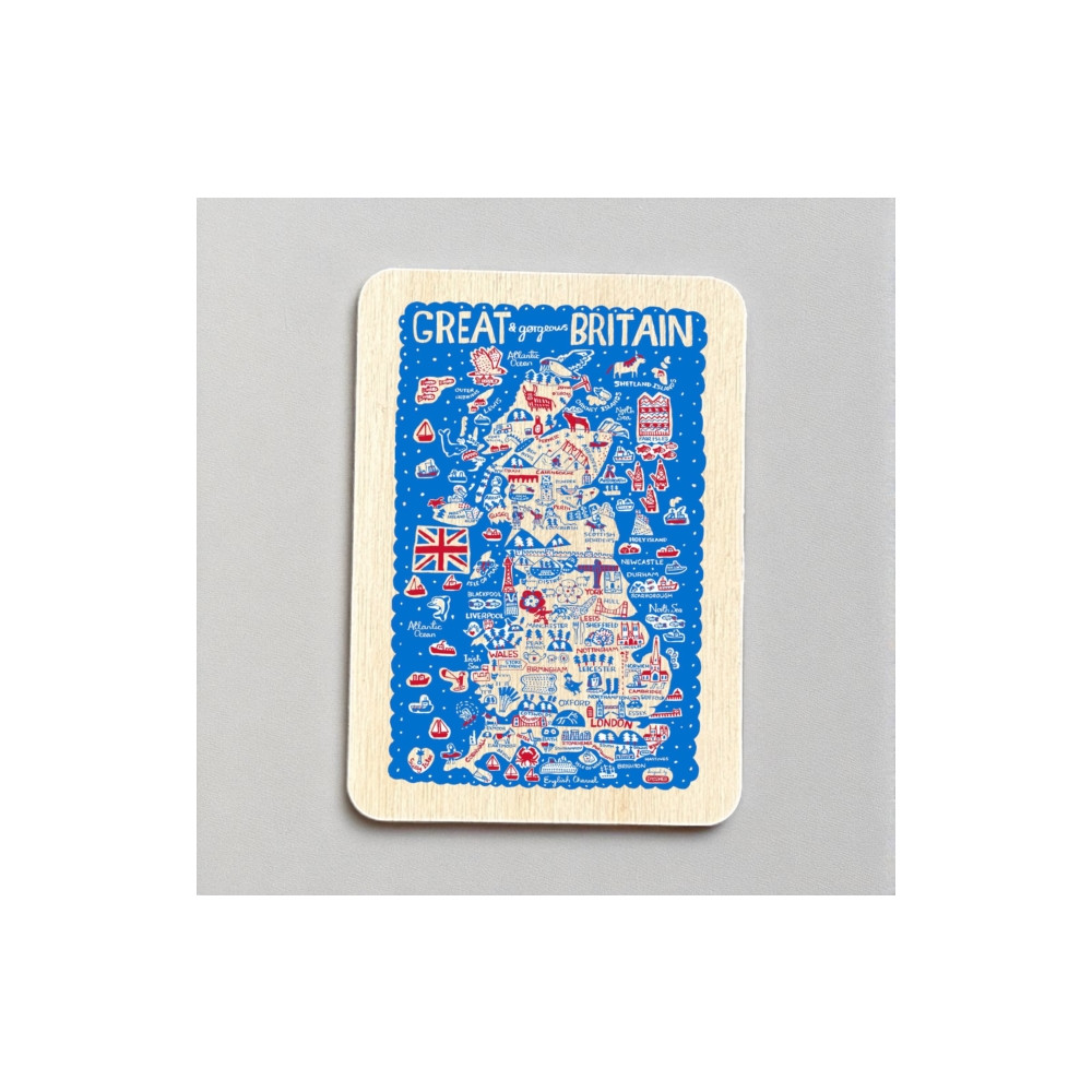 Produktbild för Julia Gash Wooden Magnet - Great Britain