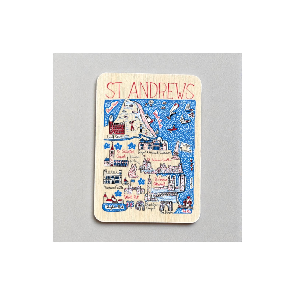 Produktbild för Julia Gash Wooden Magnet - St Andrews