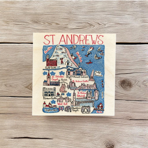 The Sugar Shed Julia Gash Wooden Coaster - St Andrews