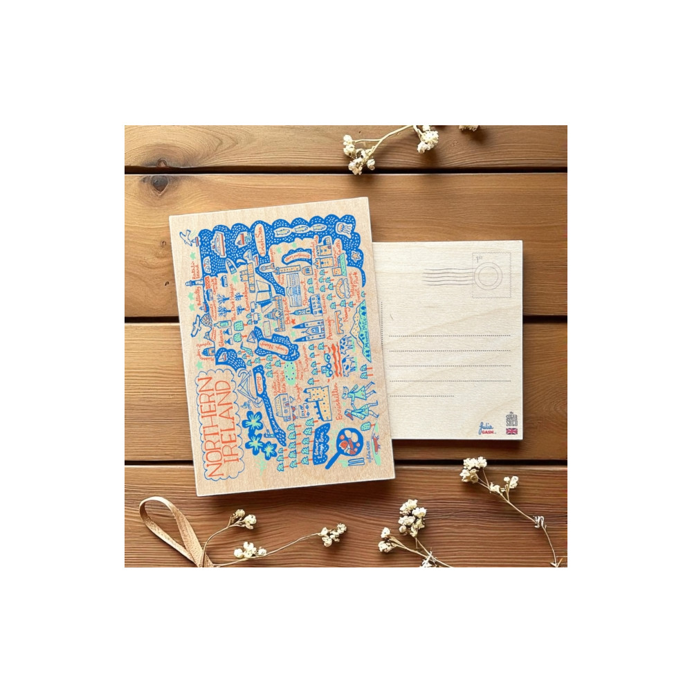 Produktbild för Julia Gash Wooden Postcard - Northern Ireland