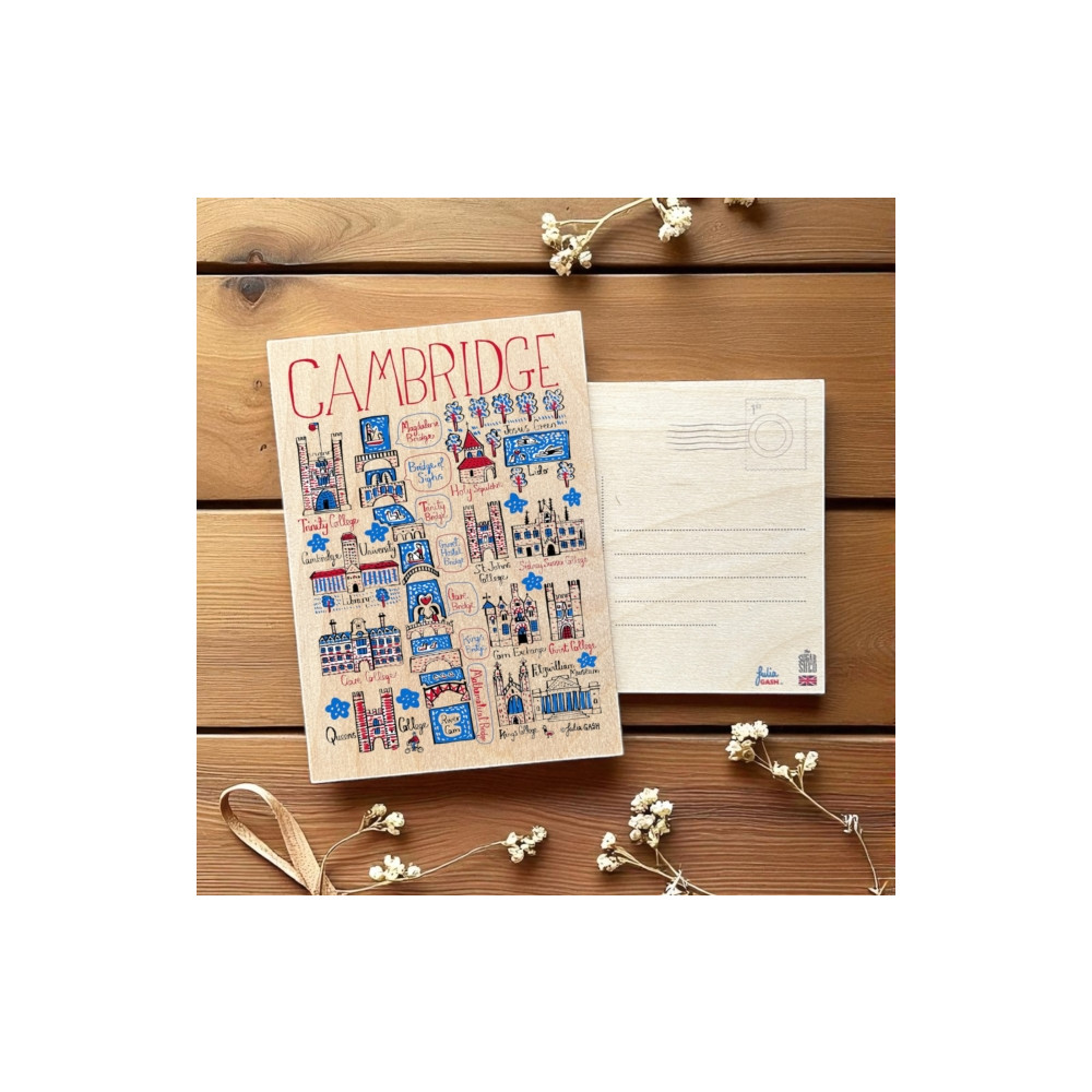 Produktbild för Julia Gash Wooden Postcard - Cambridge