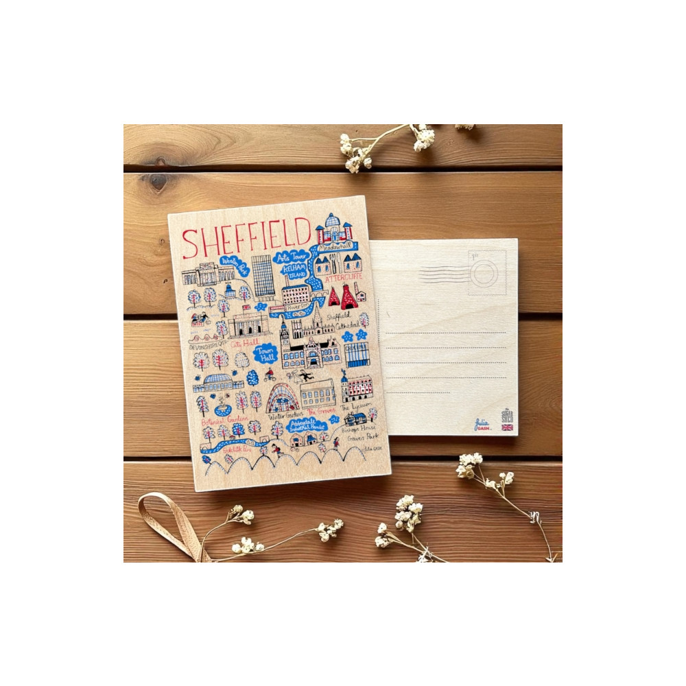 Produktbild för Julia Gash Wooden Postcard - Sheffield