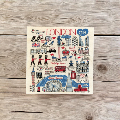 The Sugar Shed Julia Gash Wooden Coaster - London