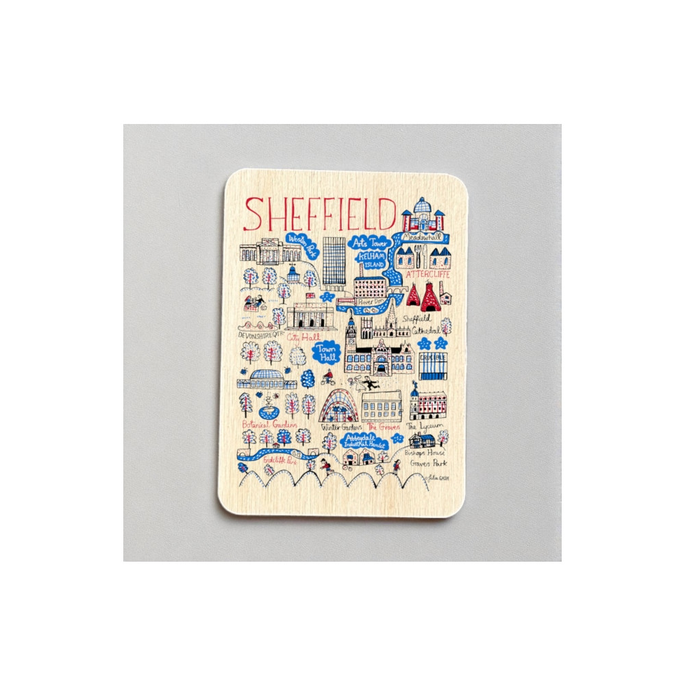 Produktbild för Julia Gash Wooden Magnet - Sheffield