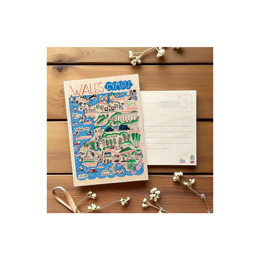 Produktbild för Julia Gash Wooden Postcard - Wales