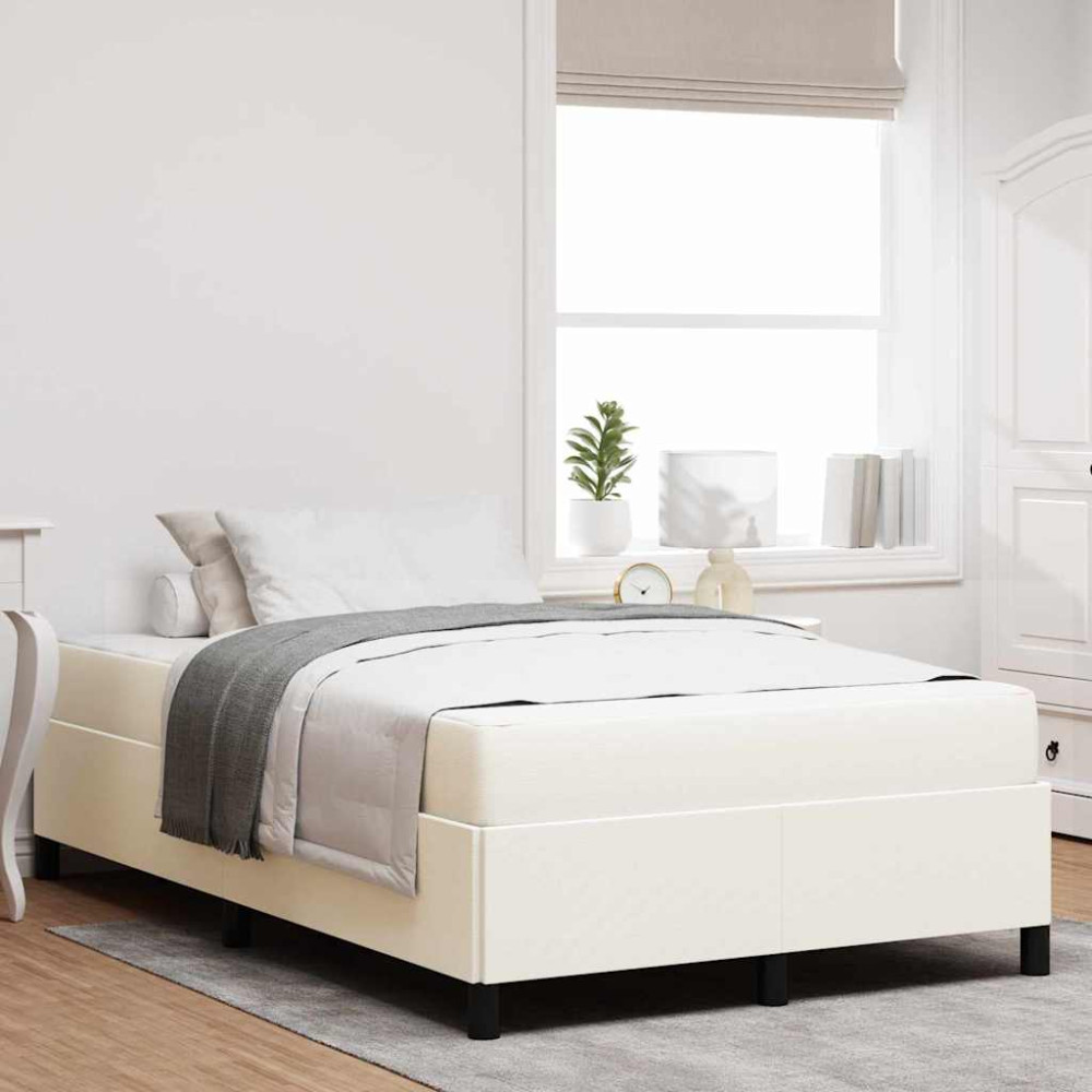 Produktbild för Sängram med madrass Kräm 120 x 190 cm tyg