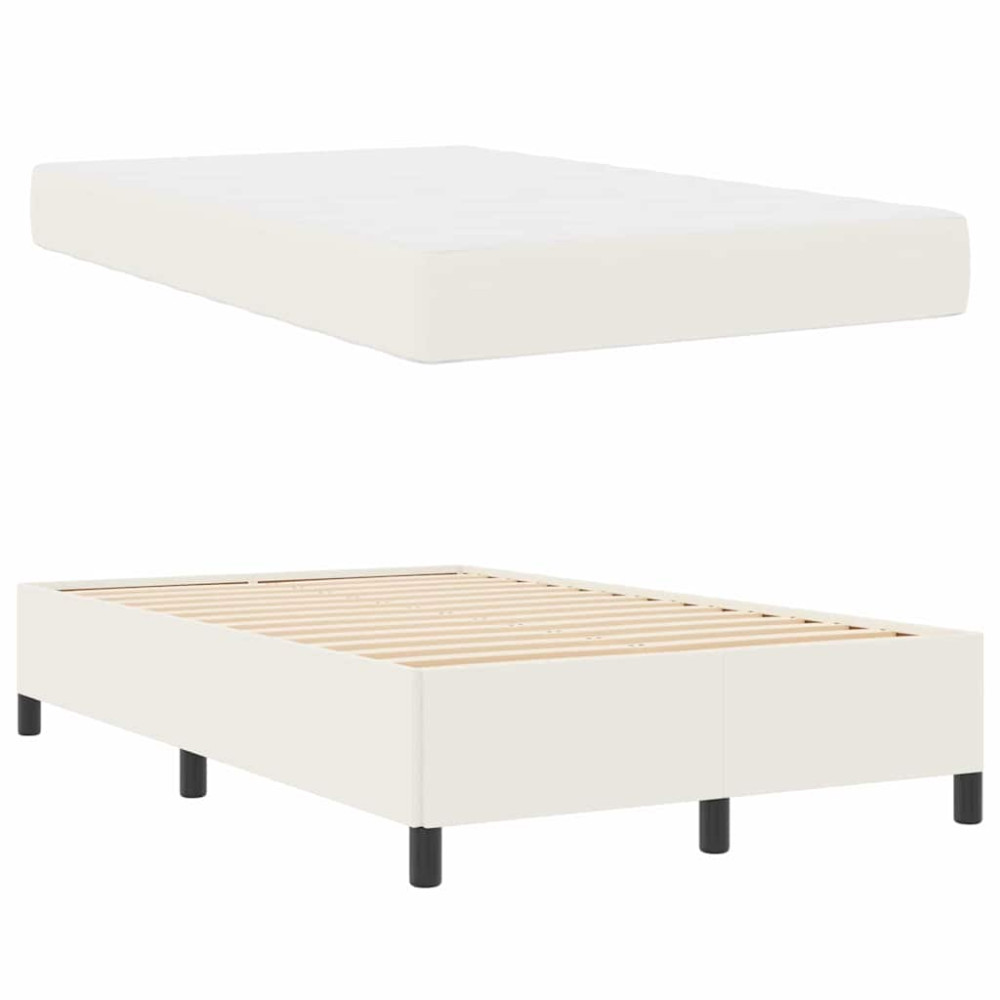 Produktbild för Sängram med madrass Kräm 120 x 190 cm tyg