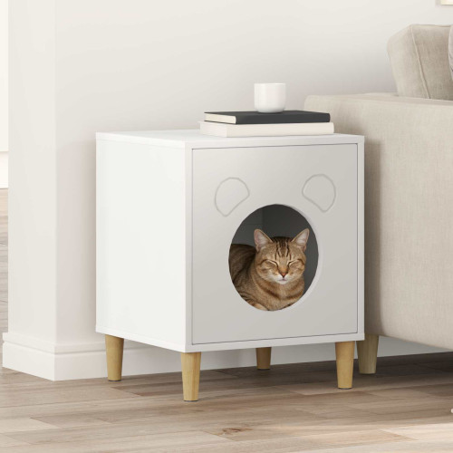 vidaXL Katt hus Vit 42,5 x 40 x 53 cm Konstruerat trä
