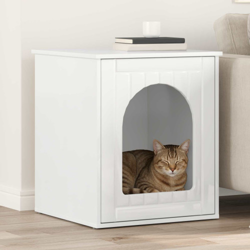 vidaXL Katt hus Glansig Vit 53 x 52 x 62 cm Konstruerat trä